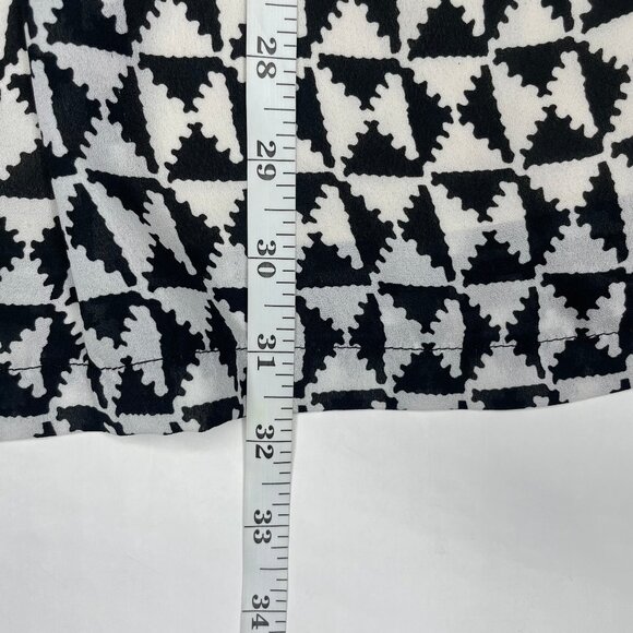 Sweet Rain Black White Aztec Print 3/4 Sleeve Peter Pan Collar Zip Dress Sz Sm - Picture 10 of 12